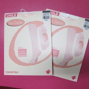 2 New Girls Pink Convertible Ballet Dance Tights TC SC MC LC Child Transition